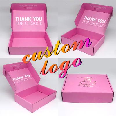 China Custom Made Recyclable Pink Paper Box Mailing Mailer Boxes With Custom Printed Logo, Durable Apparel Packaging Boxes For Clothes for sale