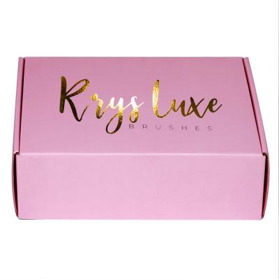 China Recyclable Supplies Large Custom Paper Gift Boxes Gold Foil Corrugated Cardboard Creative Shipper Shipping Box Pink Packaging With Logo for sale