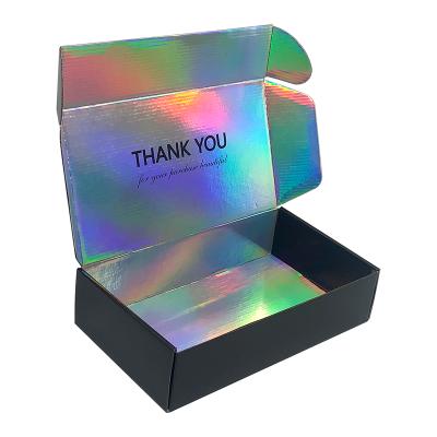 China Recycled Sunglass Makeup Box Cardboard Ad Box Materials Colorful Holographic Tumblers Holographic Shipping Box For Eyelash Polish Packaging for sale