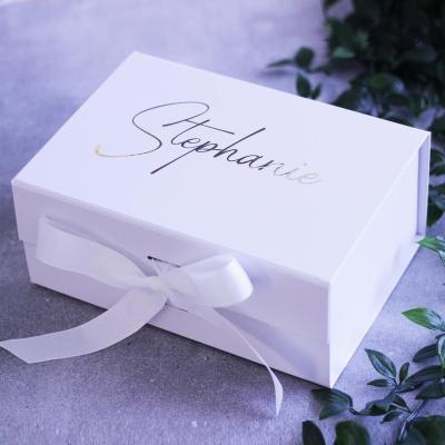 China Recyclable Luxury Cardboard Paper Ribbons Closure Boxes Magnetic Wedding Gift Box Packaging With Ribbon for sale