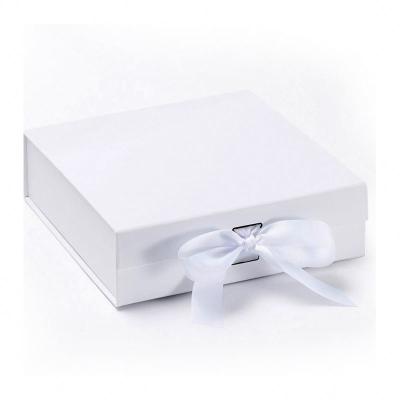 China Recycled Materials Folding Ribbon Gift Box Decoration White Luxury Cardboard Paper Small Magnetic Packaging Boxes Custom Logo for sale