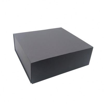 China Recycled Materials Custom Logo Handmade Hard Cardboard Square Shape Black Kraft Paper Gift Box With Lid for sale