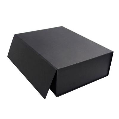 China Custom Large Black Foldable Kraft Paper Materials Recycled Magnetic Packaging Paper Gift Boxes For Apparel Shoe for sale