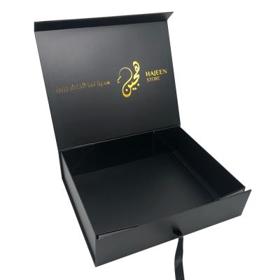 China Recyclable Custom Luxury Magnetic Black Large Lid Cardboard End Large Empty Gift Boxes for sale