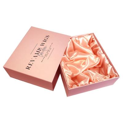 China Reused Custom Logo Hair Extension Wig Box Cardboard Drawer Box Packaging Materials For Clothing Jewelry Skin Care Makeup Box With Satin Lining for sale