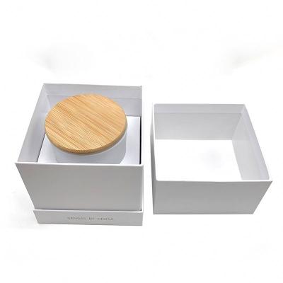 China Recycled Materials Custom Luxury Cardboard Scented Jars Box Custom Logo Embossed Decorated White Candle Box Packaging For Candles for sale