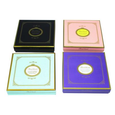 China Recycled Materials Luxury Fancy Pink Chocolate Wrapping Black Blue Paper Gift Boxes With Splitter Custom Truffle Strawberry Bar Chocolate Empty Box for sale