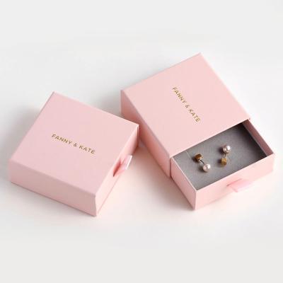 China Luxury Black Sliding Jewelry Packaging Boxes Cardboard Paper Drawer Jewelry Box Ring Box Custom Small Jewelry Necklace Earring Bracelet With Logo for sale