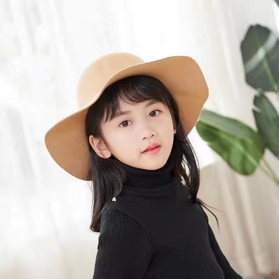 China High Quality Kids Classic Wide Brim Bowknot Fedora Hat Wool Felt Bowler Floppy Hat Kids Sun Protect Hats For Gifts for sale