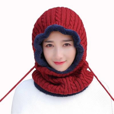 China breathable & Waterproof Woman Skullies Beanies Riding Mask Windproof Ear Protect Balaclava Winter Hats For Women Thick Warm Knitted Hat for sale