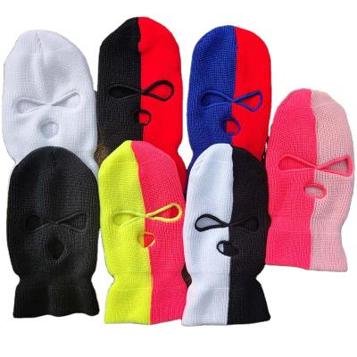 China Balaclava COMMON Color Embroidery Stitching Three-hole Knit Warm Winter Hat Army CS Mask Tactical Ski Riding Mask Beanie Prom for sale