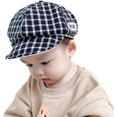 China Children's Plaid Beret Boy's Casual Hat Spring and Summer British Infant Children Marking Painter Hat for sale