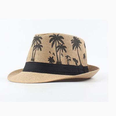 China British Straw Sun Hat Beach Coconut Tree Casual Women Summer Spring Bucket Hats for Men and Women for sale