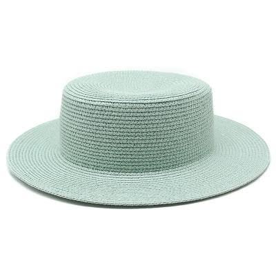 China Flat Protection Panama Female Straw Hat Outdoor Bucket Sun Caps Beach Sun Hats Solid Color Summer Sun Protection Simple Hats Women for sale