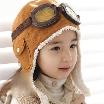 China breathable & Pilot Hats For Kids Aviation Fleece Waterproof Hat With Earmuffs Suede Head Warmer Cap For 1-5 Years Babies for sale