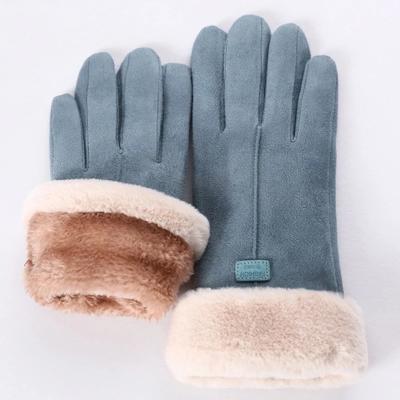 China Touch Screen Autumn Winter Cute Furry Warm Full Finger Mittens Women Female Outdoor Sports Mittens for sale