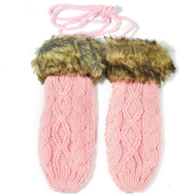 China Keep Warm Women Adult Winter Thick Cashmere Wool Knit Soft Lady Fur Mittens Full Finger Mittens for sale