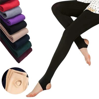 China Winter Warm Women Antibacterial Leggings Shear Seamless Striped Thicken Super Elastic Solid Thin Tights for sale