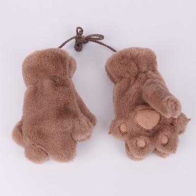 China Simple cute outdoor girl baby boy mittens winter small bear winter bear mittens children's warm mittens for sale