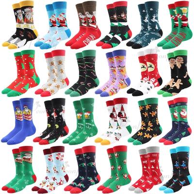 China Breathable Men Christmas Sock Happy Xmas Santa Claus Tree Snowflake Elk Snow Funny Crew Cotton Tube Sock for sale