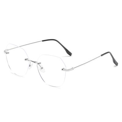 China Polygon Rimless Finish Glasses Metal Myopia Glasses Myopia Glasses Myopia Glasses for sale