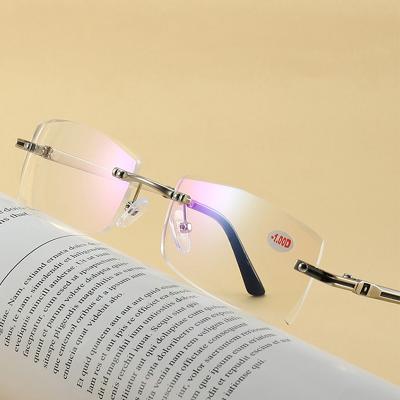 China Rimless Glasses Ray Glasses Anti-blue Ultralight Myopia Rectangle Myopia Glasses for sale