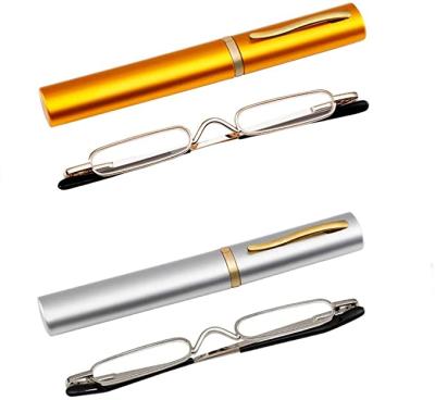 China Thin Men Mini Prescription Eyeglasses Male Eyewear Glass Pen Reading Glasses Metal Reading With Case for sale