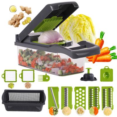 China Viable Kitchen Commercial Plastic Meat and Vegetable Cleaver 12 in 1 Grinder Cutter Full Star Chopper Vegetable Cutter for sale