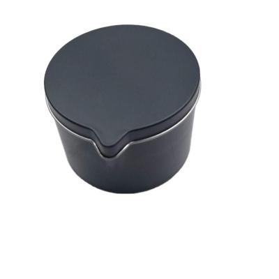 China Hot Sale Black Metal Round Candle Tin Jar with Lid Wax Container with Spout for sale