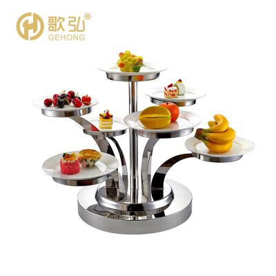 China Hotel buffet rotating stainless steel cake stand to wedding metal cake stand for sale