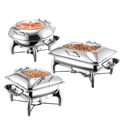 China Kitchen Use Cooking Luxury Saving Chafing Dish Dish Stainless Steel Buffet Food Warmer Chafing Dish for sale