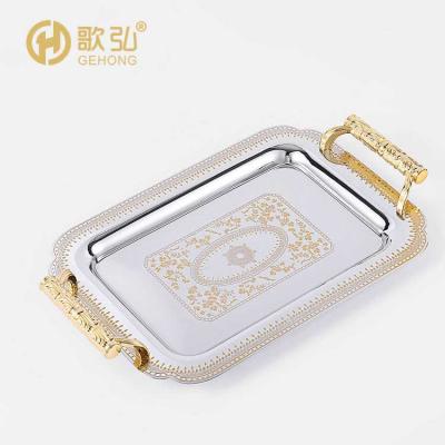 China Factory new design luxury hotel shake luxury stainless steel cake tray Food Display Tray Bread for sale