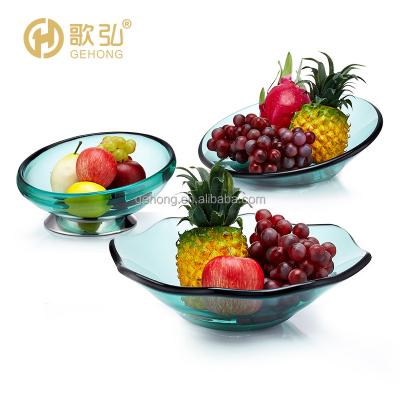 China Clean Supplying Equipment Buffet Decorations Luxury Fruit Dish Bowl Tray Fruit Glass Dry Dish for sale