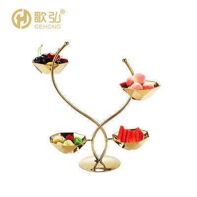 China Factory New Design Gold Easy Stainless Steel Luxury Divided Food Display Rack Shake Dim Sum Dessert Rack for sale