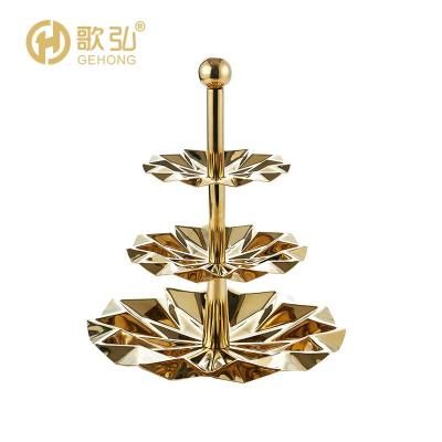 China Factory luxury stainless steel fruit dish hotel buffet banquet food display gold professional easy stand for sale