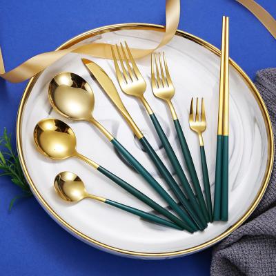 China Factory Outlet Sustainable Premium Hotel Banquet Buffet Uses Luxury Flatware Stainless Steel Gold Cutlery Set for sale