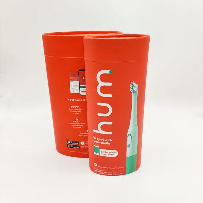 China Red FDA Paper Cans Packaging Craft Storage Twist Oval Toothbrush Recyclable Kraft Paper Tube for sale