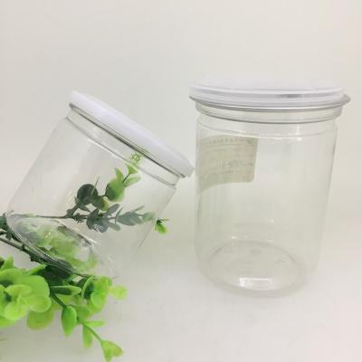 China Aluminum Pull Tab Lid Clear Plastic Cylinder Containers/Food Packaging Canister for sale