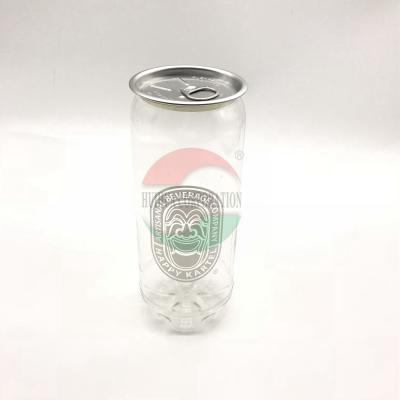 China 500ml Transparent Beverage Cans , Food Grade PET Plastic Soda Can Covers for sale