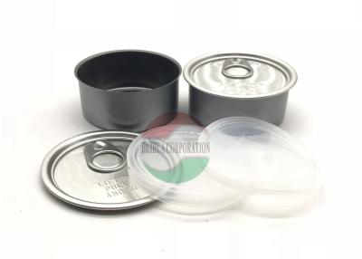 China CMYK Color EOE Round Small Tin Cans For Tuna Packaging Food Size 65x30mm for sale