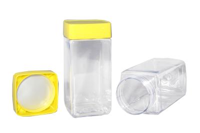 China Food Grade Clear PET Transparent Plastic Jars With Colorful Screw Lids for sale