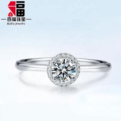 China Nickel free and lead free 18k gold ring 1 carat DEF VVS halo moissanite ring for gift for sale