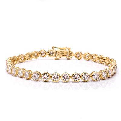 China Nickel Free & Lead Free Baifu Jewelry Ice 4MM Moissanite Diamonds 18K Yellow Gold Chain Bracelets For Gift for sale