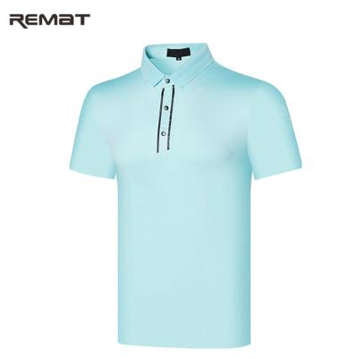 China Custom Solid Quick Dry Golf Polo Shirts Polyester Short Sleeve And Spandex Mens Apparel for sale