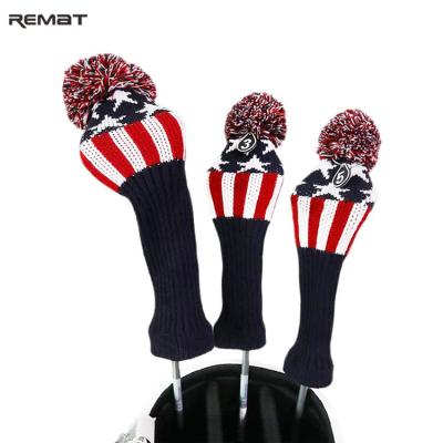 China Custom Hybrid Driver Hybrid Cover Golf Club Headcovers/Driver/Fairway Logo Long Neck Knit Golf for sale