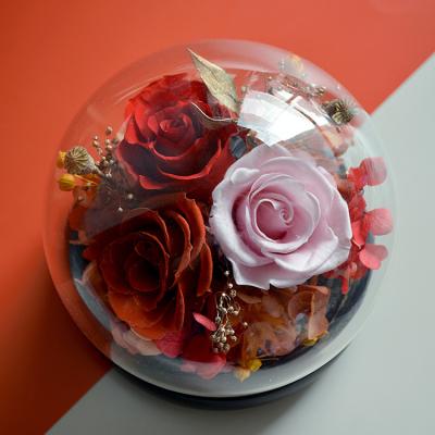 China Modern Personalized Unique Gift Ideas Valentine Day Real Handmade Natural Preserved Glass Flowers for sale