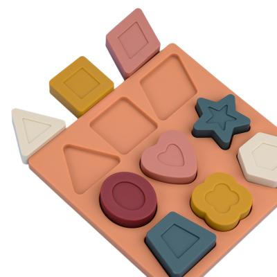 China Silicone Puzzle BPA Free Eco Friendly Silicone Toy Shape Geometric Stacking Toys for sale