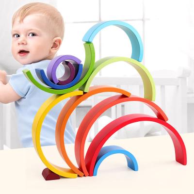 China Baby Soft Rainbow Kids Fine Motor Training Building Blocks Tower Toy Silicone Stacking Toys for sale