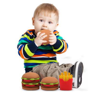 China Niños juguete bebé sensorial suave hamburguesa y papas fritas educativo silicona bloques de construcción en venta