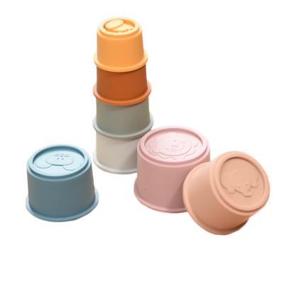 China Montessori Educational Kids Model Toys Animals Silicone Stacking Cups for sale